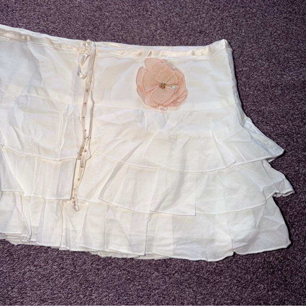 NWT! Vintage Y2K Abercrombie & Fitch 2000s Ruffle Mini Skirt - Picture 3 of 7